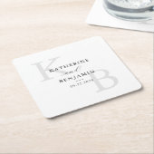 Moderne Minimalistische Schwarz-Weiß-Monogramm-Hoc Rechteckiger Pappuntersetzer (angewinkelt)