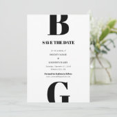 Moderne Minimalistische Schwarz-Weiß-Monogramm-Hoc Save The Date (Stehend Vorderseite)