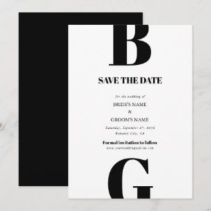 Moderne Minimalistische Schwarz-Weiß-Monogramm-Hoc Save The Date