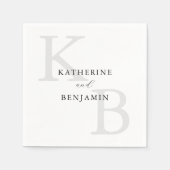 Moderne Minimalistische Schwarz-Weiß-Monogramm-Hoc Serviette (Vorderseite)