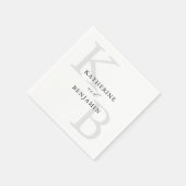 Moderne Minimalistische Schwarz-Weiß-Monogramm-Hoc Serviette (Ecke)