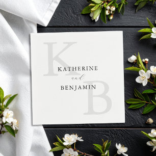 Moderne Minimalistische Schwarz-Weiß-Monogramm-Hoc Serviette