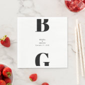 Moderne Minimalistische Schwarz-Weiß-Monogramm-Hoc Serviette (Beispiel)
