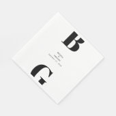 Moderne Minimalistische Schwarz-Weiß-Monogramm-Hoc Serviette (Ecke)