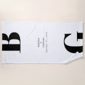Moderne Minimalistische Schwarz-Weiß-Monogramm-Hoc Strandtuch (Vorderseite)