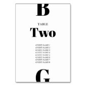 Moderne Minimalistische Schwarz-Weiß-Monogramm-Hoc Tischnummer (Vorderseite)