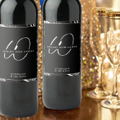 Moderne Minimalistische Schwarz-Weiß-Monogramm-Hoc Weinetikett