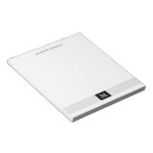 Moderne, Minimalistische Schwarz-Weiß-Monogramm Notizblock (angewinkelt)