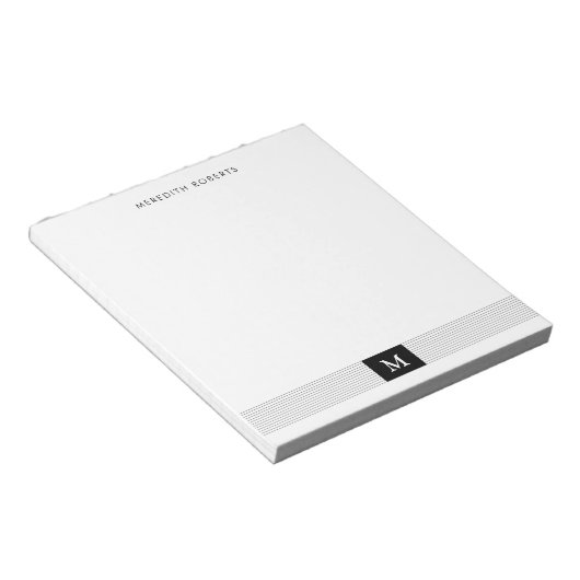 Moderne, Minimalistische Schwarz-Weiß-Monogramm Notizblock (angewinkelt)