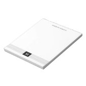 Moderne, Minimalistische Schwarz-Weiß-Monogramm Notizblock (Rotiert)