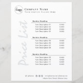 Moderne Minimalistische Schwarz-Weiß-Preisliste (Vorderseite)