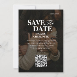 Moderne minimalistische Schwarz-Weiß-QR-Code-Hochz Save The Date