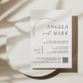 Moderne Minimalistische Schwarz-Weiß-QR-Hochzeit Einladung