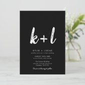 Moderne Minimalistische Schwarz-Weiß-QR-Hochzeit Einladung (Stehend Vorderseite)