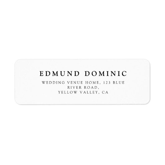 Moderne Minimalistische Schwarz-Weiß-Rücksendeadre (Vorne)