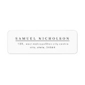 Moderne minimalistische Schwarz-Weiß-Rücksendeadre (Vorne)