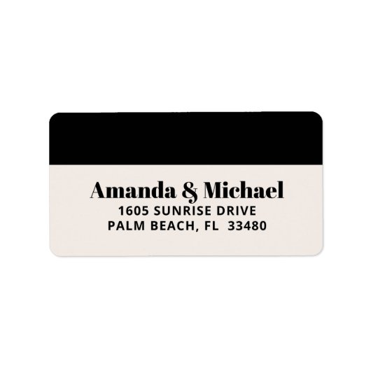 Moderne Minimalistische Schwarz-Weiß-Rücksendeadre Adressaufkleber (Vorne)