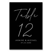 Moderne Minimalistische Schwarz-Weiß-Schrift-Hochz Tischnummer (Rückseite)