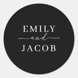 Moderne Minimalistische Schwarz-Weiß-Schriftzeiche Runder Aufkleber