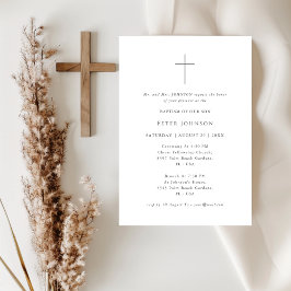 Moderne Minimalistische Schwarz-Weiß-Taufe Einladung