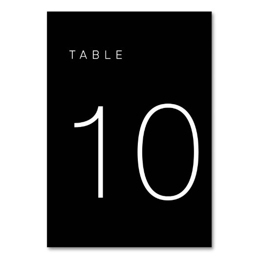 Moderne Minimalistische Schwarz-Weiß-Tischnummer 1 Tischnummer (Rückseite)