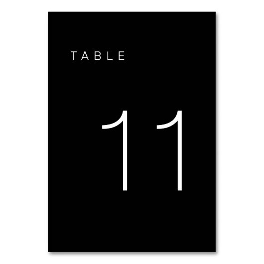 Moderne Minimalistische Schwarz-Weiß-Tischnummer 1 Tischnummer (Rückseite)