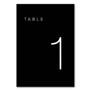 Moderne Minimalistische Schwarz-Weiß-Tischnummer 1 Tischnummer