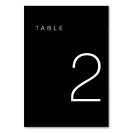Moderne Minimalistische Schwarz-Weiß-Tischnummer 2 Tischnummer