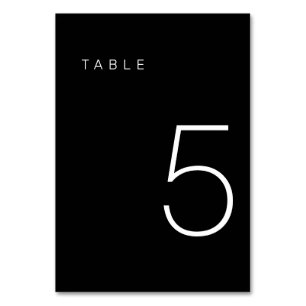 Moderne Minimalistische Schwarz-Weiß-Tischnummer 5 Tischnummer