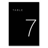 Moderne Minimalistische Schwarz-Weiß-Tischnummer 7 Tischnummer (Rückseite)