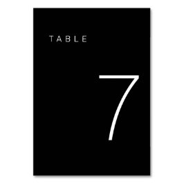 Moderne Minimalistische Schwarz-Weiß-Tischnummer 7 Tischnummer