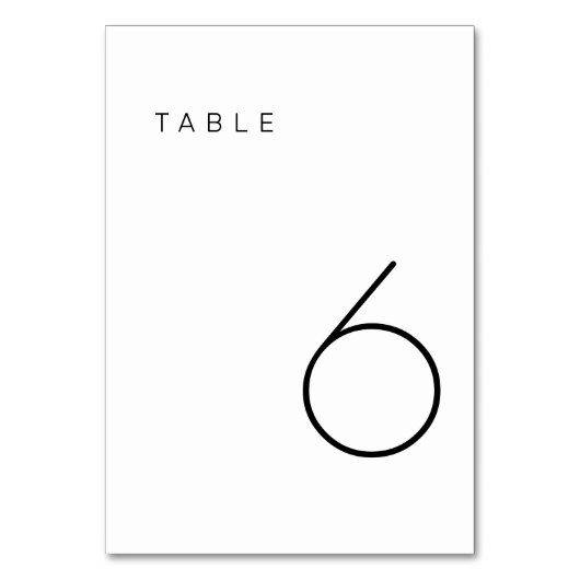 Moderne Minimalistische Schwarz-Weiß-Tischnummer Tischnummer (Vorderseite)
