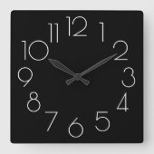 Moderne, Minimalistische Schwarz-Weiß-Uhr Quadratische Wanduhr (Vorderseite)