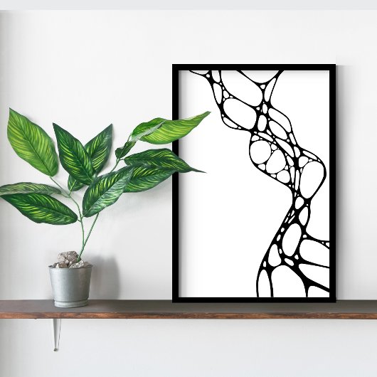 Moderne Minimalistische Schwarz-Weiß-Zellen Kunst, Poster