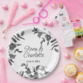 Moderne minimalistische Schwarz-weiße Aquarellfarb Pappteller (Party)