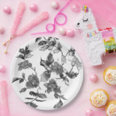 Moderne minimalistische Schwarz-weiße Aquarellfarb Pappteller (Party)