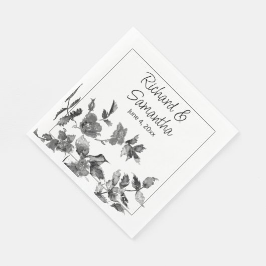 Moderne minimalistische Schwarz-weiße Aquarellfarb Serviette (Ecke)