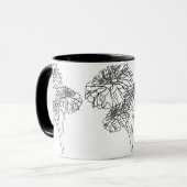 Moderne minimalistische Schwarz-weiße Blume Tasse (Vorderseite Links)