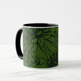 Moderne minimalistische Schwarz-weiße Blume Tasse