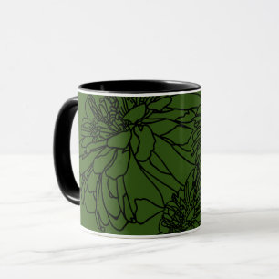 Moderne minimalistische Schwarz-weiße Blume Tasse