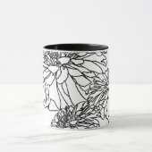 Moderne minimalistische Schwarz-weiße Blume Tasse (Zentrum)