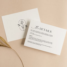 Moderne Minimalistische Schwarz-weiße Boho Wedding Begleitkarte