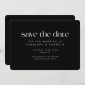 Moderne Minimalistische Schwarz-weiße Chic Einfach Save The Date (Vorne/Hinten)