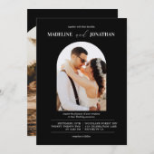 Moderne Minimalistische Schwarz-weiße Foto-Hochzei Einladung (Vorne/Hinten)