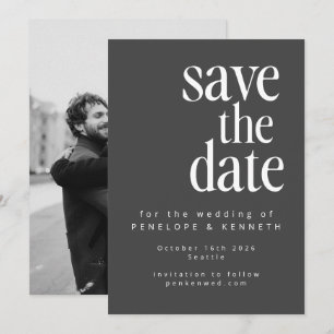 Moderne Minimalistische Schwarz-weiße Foto Hochzei Save The Date