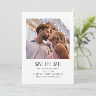 Moderne Minimalistische Schwarz-weiße Foto Hochzei Save The Date