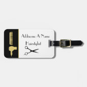 Moderne Minimalistische Schwarz-weiße Goldhütte Gepäckanhänger (Vorderseite horizontal)