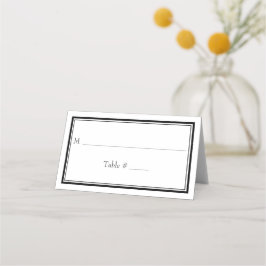 Moderne Minimalistische Schwarz-weiße Hochzeit an  Platzkarte