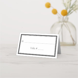 Moderne Minimalistische Schwarz-weiße Hochzeit an Platzkarte