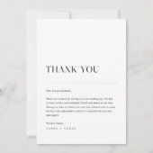 Moderne Minimalistische Schwarz-weiße Hochzeit Dankeskarte (Rückseite)